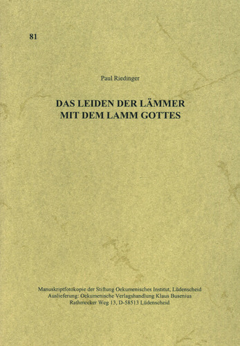 Das Leiden der Lämmer mit dem Lamm Gotte