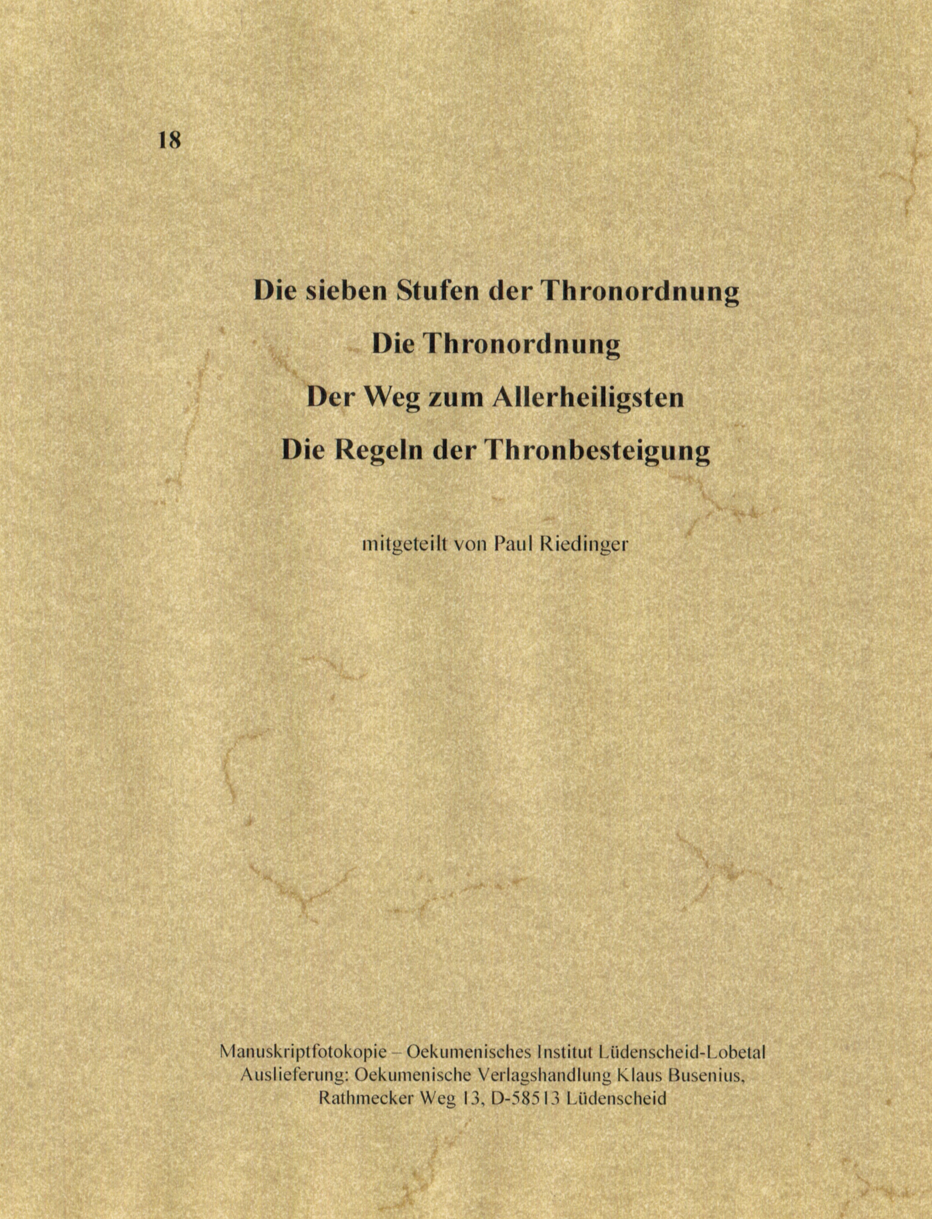 Die sieben Stufen der Thronordnung - Die Thronordnung -